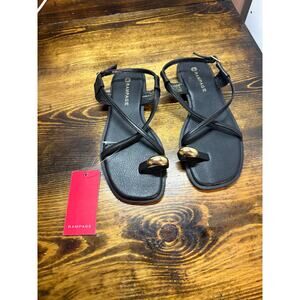 Rampage Black And Gold‎ Strappy Toe Ring Sandals Size 7.5